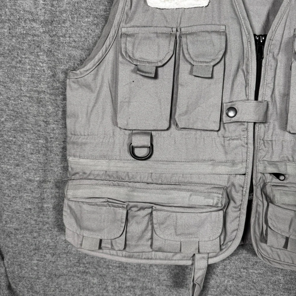Vtg Danielson Classic Fishing Vest Mens Large Gray Multi-Pocket Cotton Utility